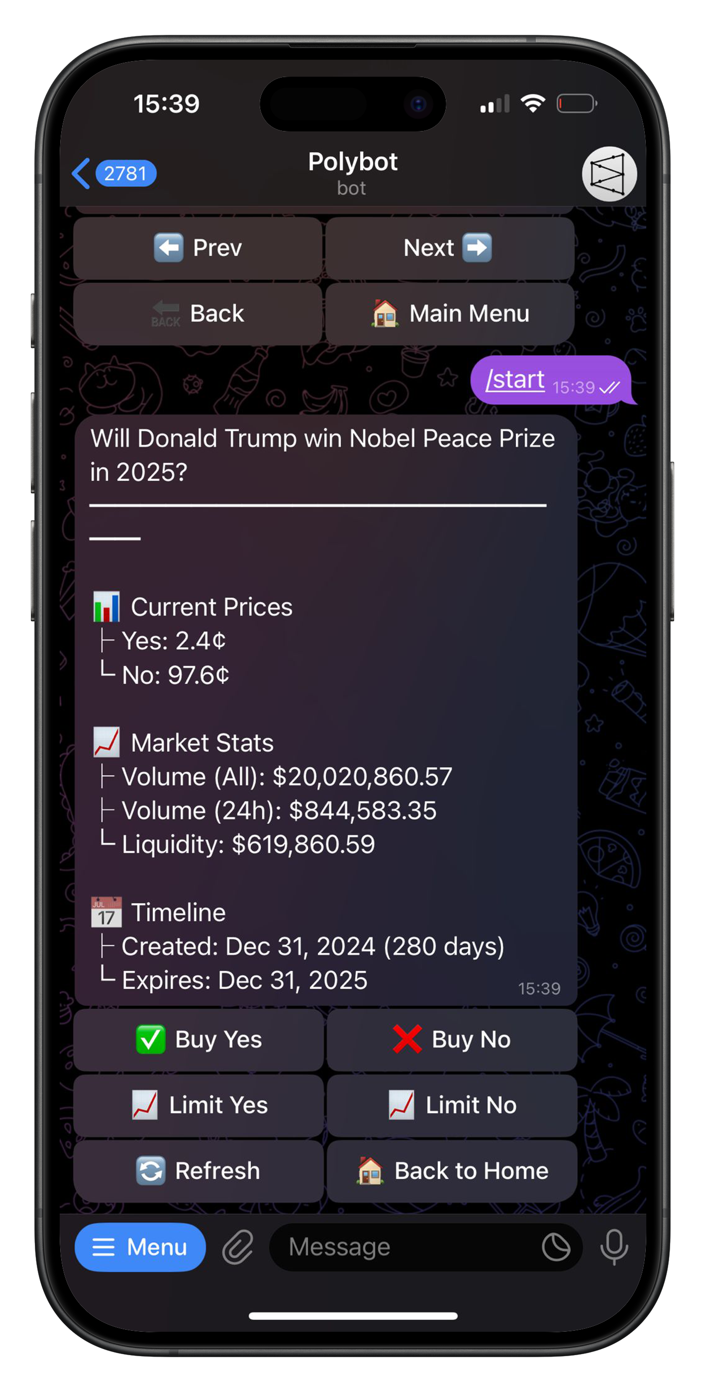 Choose YES or NO - PolyBot interface