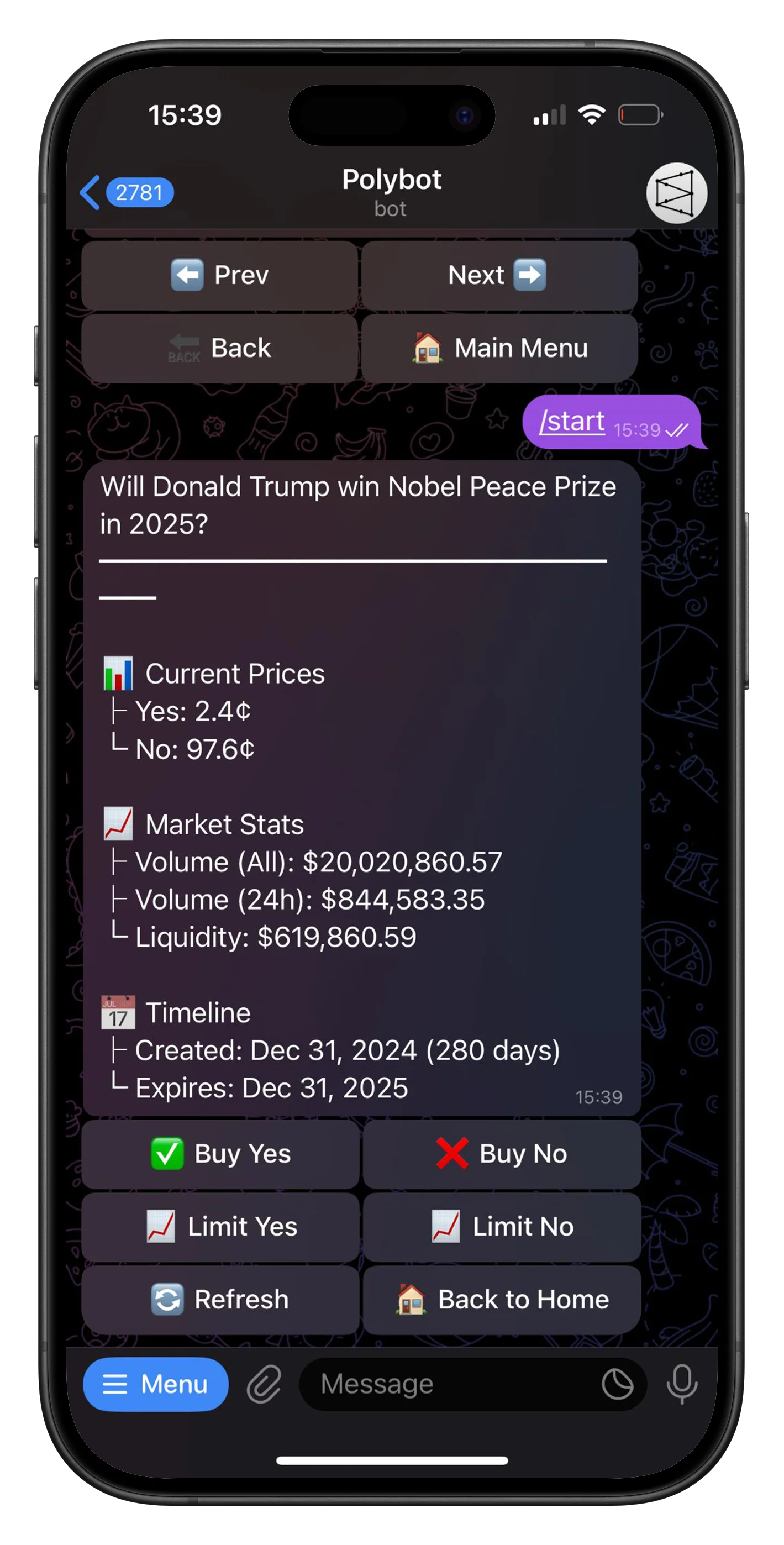 Choose YES or NO - PolyBot interface